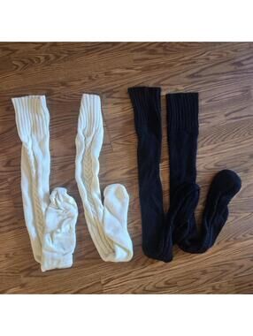 One Size Thigh High leg warmers (Black and White Set included)